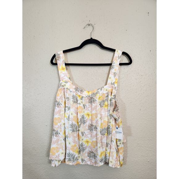 Arizona‎ Jeans Co Women's Multicolor Tropical Square Neck Tank Top Size XL NWT - Picture 1 of 7